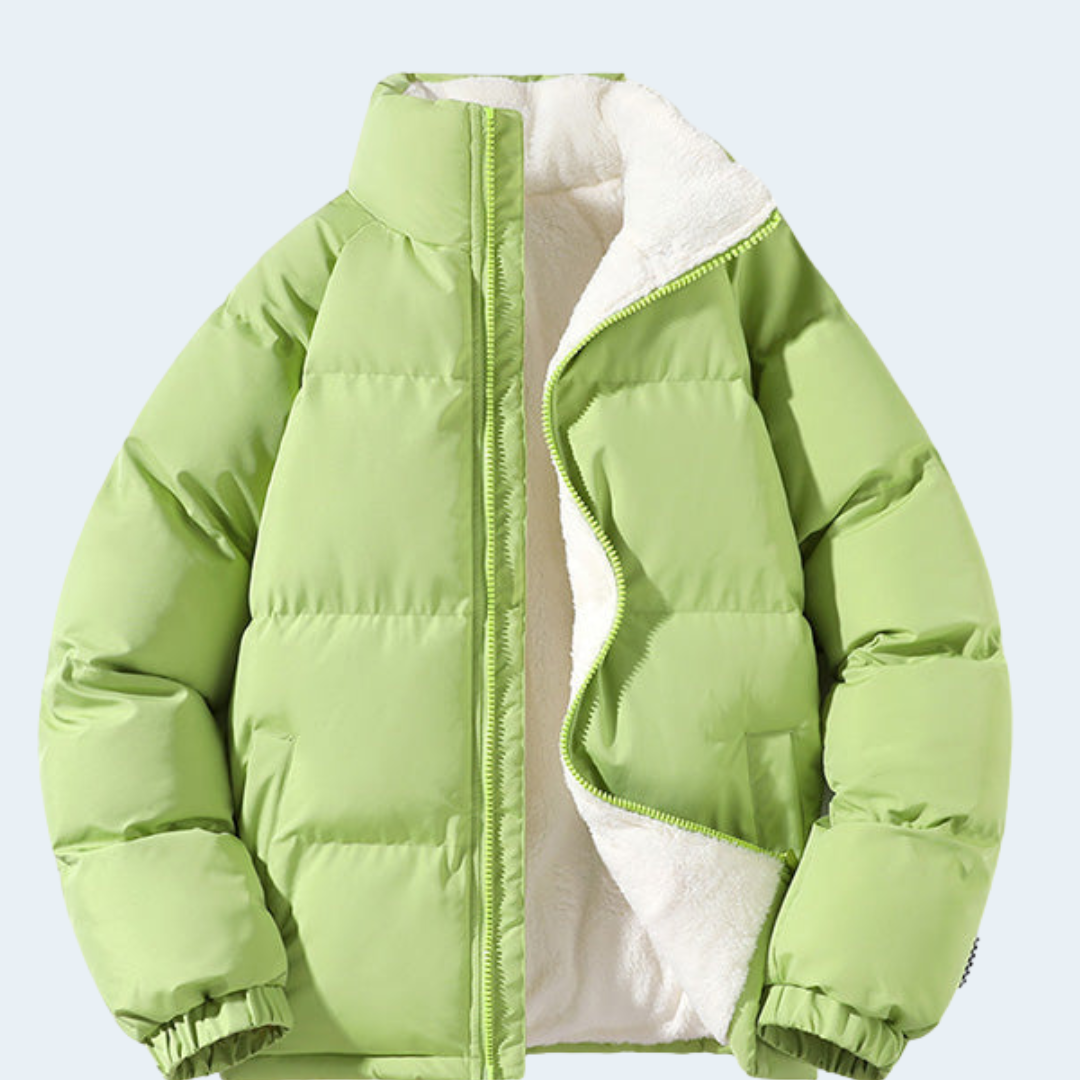 Warm Men's Puffer Coat with Fleece Lining