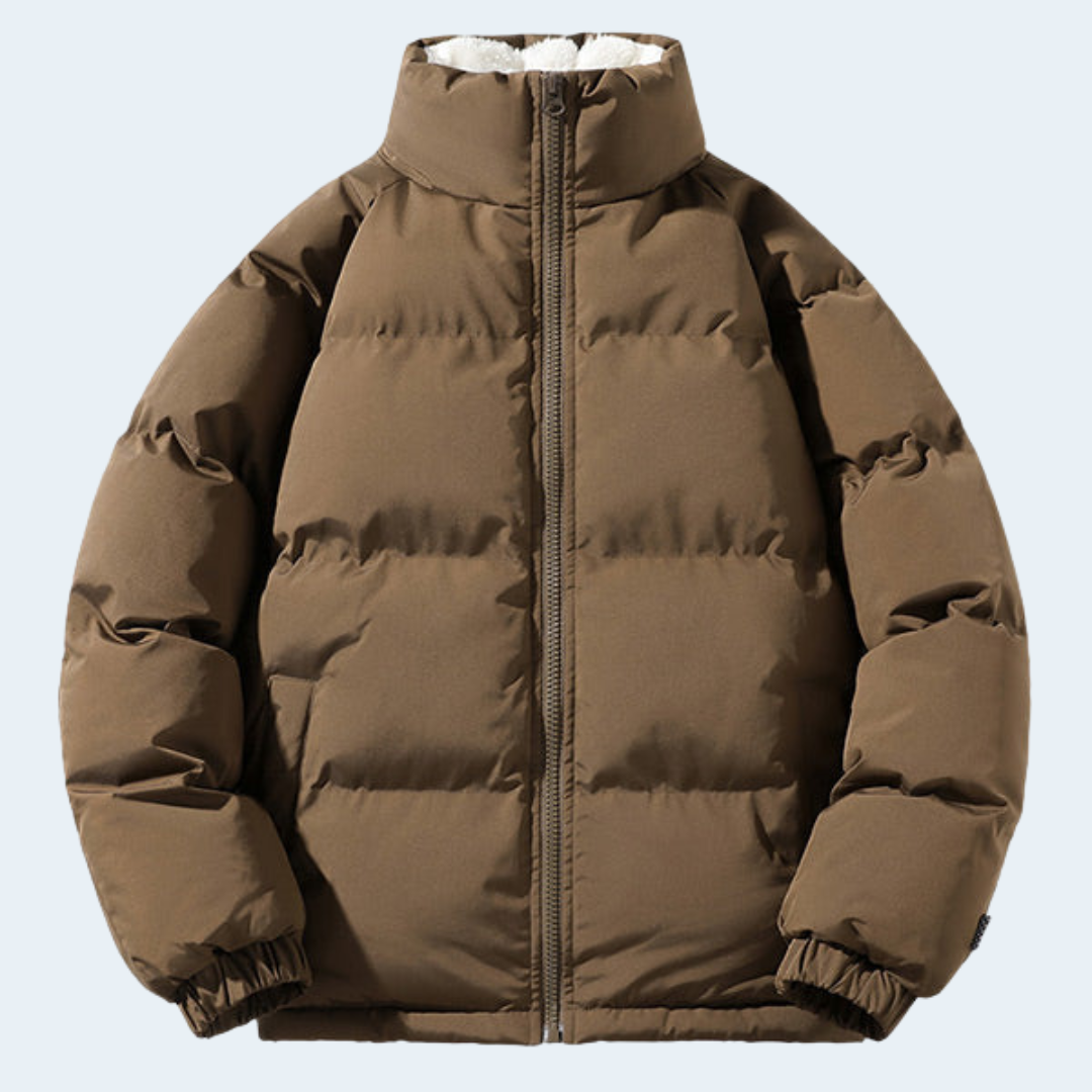Warm Men's Puffer Coat with Fleece Lining