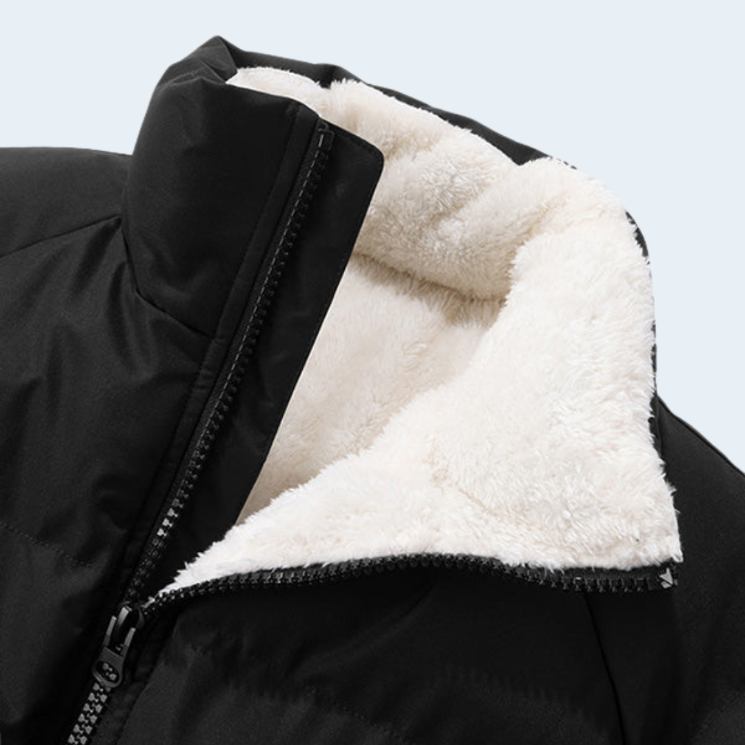 Warm Men's Puffer Coat with Fleece Lining