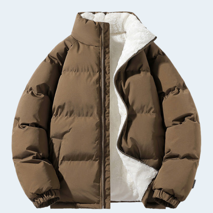 Warm Men's Puffer Coat with Fleece Lining
