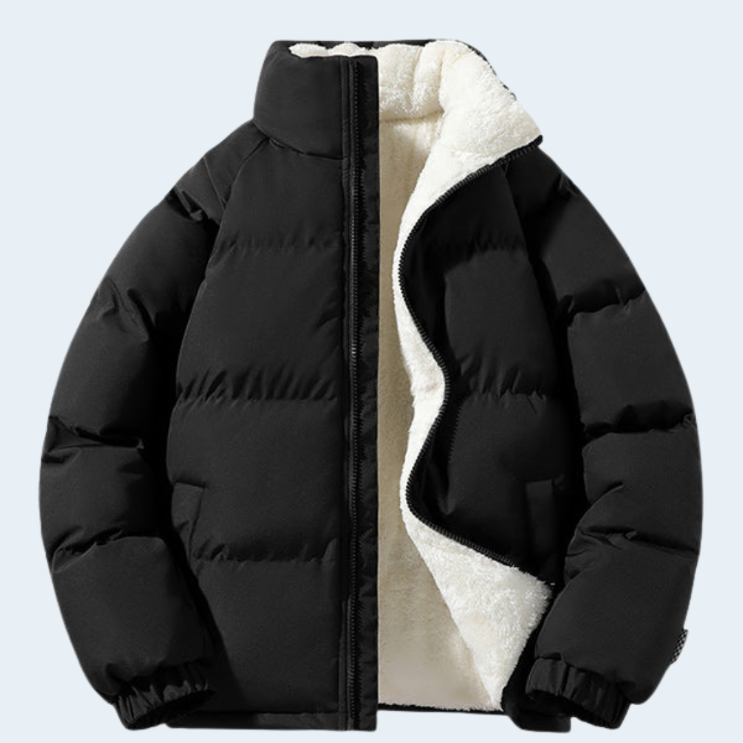 Warm Men's Puffer Coat with Fleece Lining