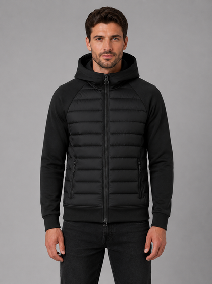 Men's Lightweight Quilted Hooded Jacket with Zip Front