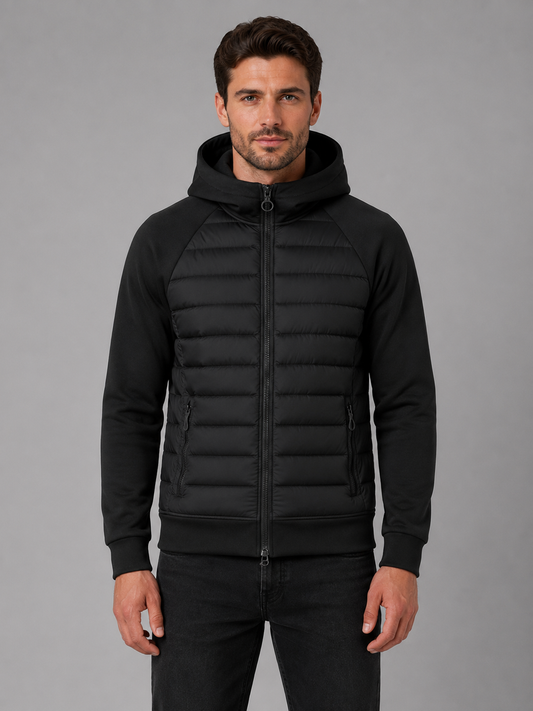 Men's Lightweight Quilted Hooded Jacket with Zip Front