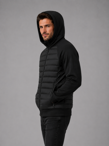 Men's Lightweight Quilted Hooded Jacket with Zip Front