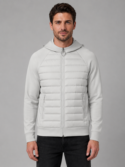 Men's Lightweight Quilted Hooded Jacket with Zip Front