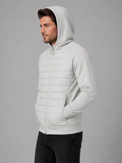 Men's Lightweight Quilted Hooded Jacket with Zip Front