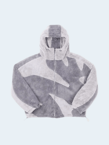Trendy Men's Large Colourblock Zip Up Hoodie