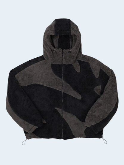 Trendy Men's Large Colourblock Zip Up Hoodie