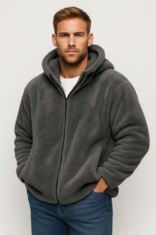 Men's Cozy Teddy Fleece Zip-Up Hoodie