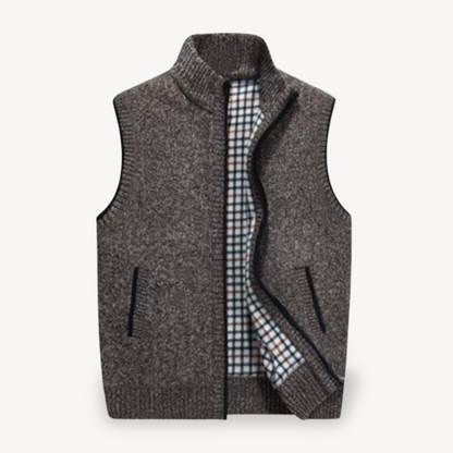 Classic Mens Wool Vest with Plaid Inside