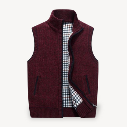Classic Mens Wool Vest with Plaid Inside