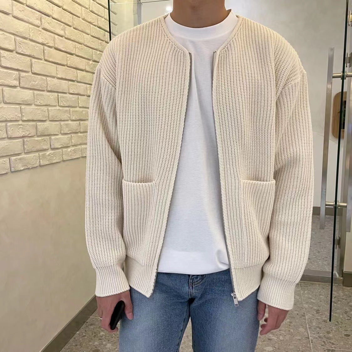 Traditional Fit Long Sleeve Knit Cardigan Sweater - OutfitLondon