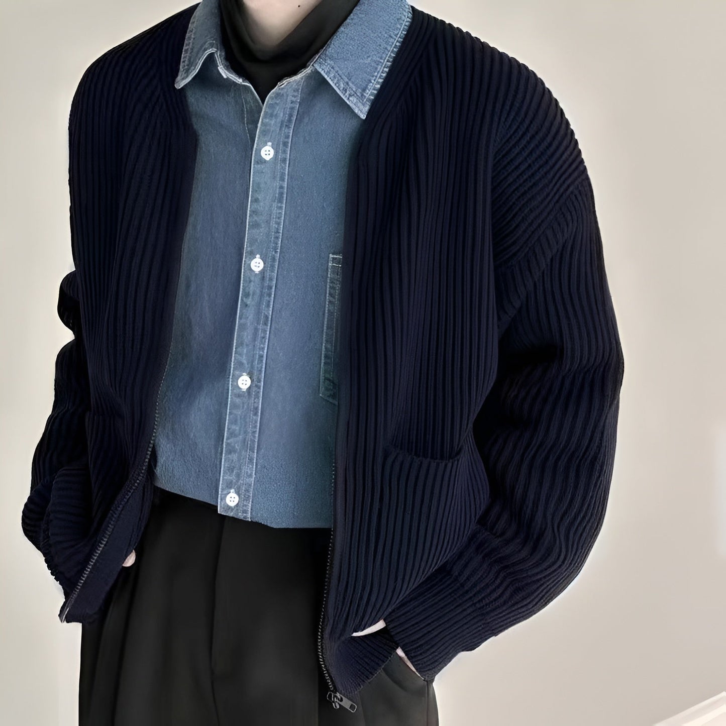 Traditional Fit Long Sleeve Knit Cardigan Sweater