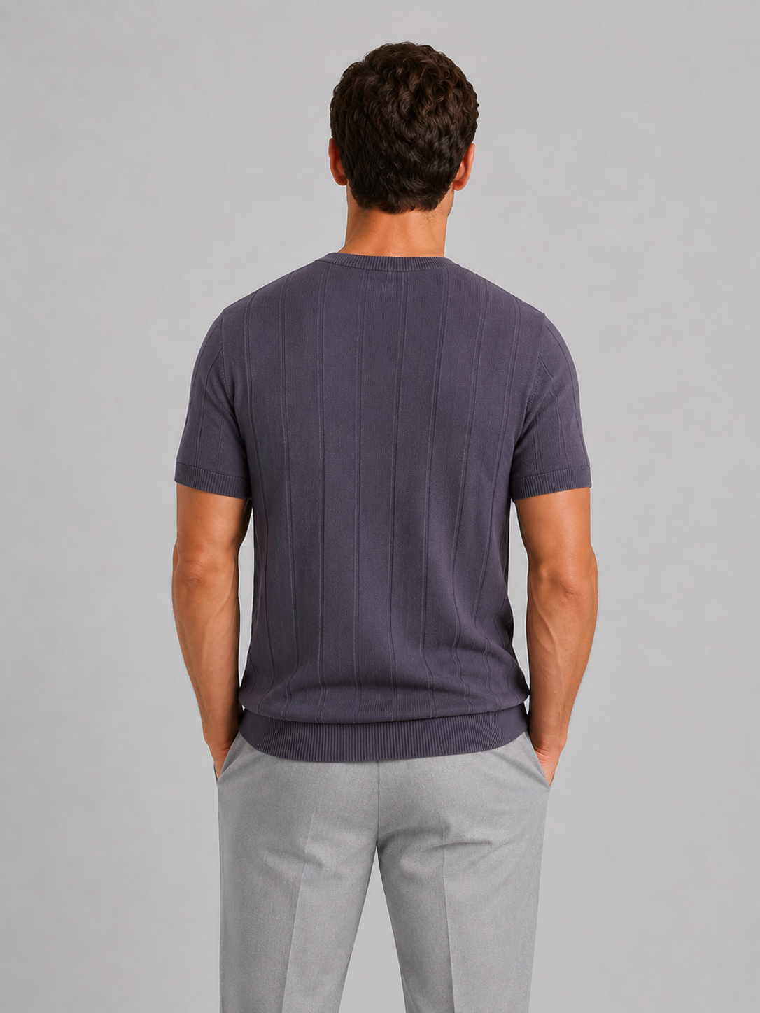 Men's Casual Knitted Cotton Short Sleeve Crew Neck T-Shirt