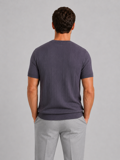 Men's Casual Knitted Cotton Short Sleeve Crew Neck T-Shirt