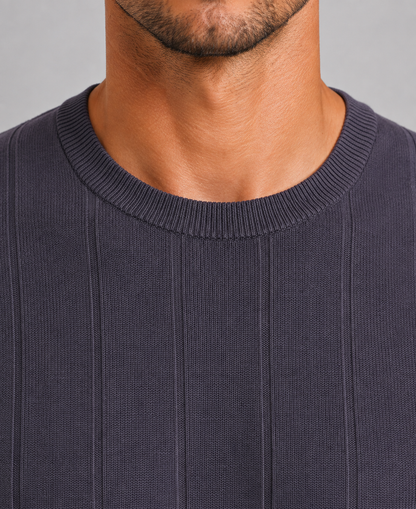 Men's Casual Knitted Cotton Short Sleeve Crew Neck T-Shirt