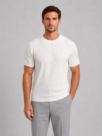 Men's Casual Knitted Cotton Short Sleeve Crew Neck T-Shirt