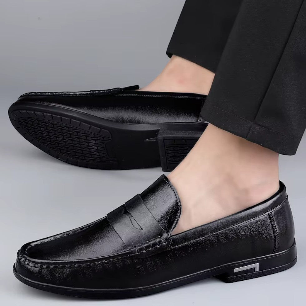 Classic Brown Slip On Dress Shoes