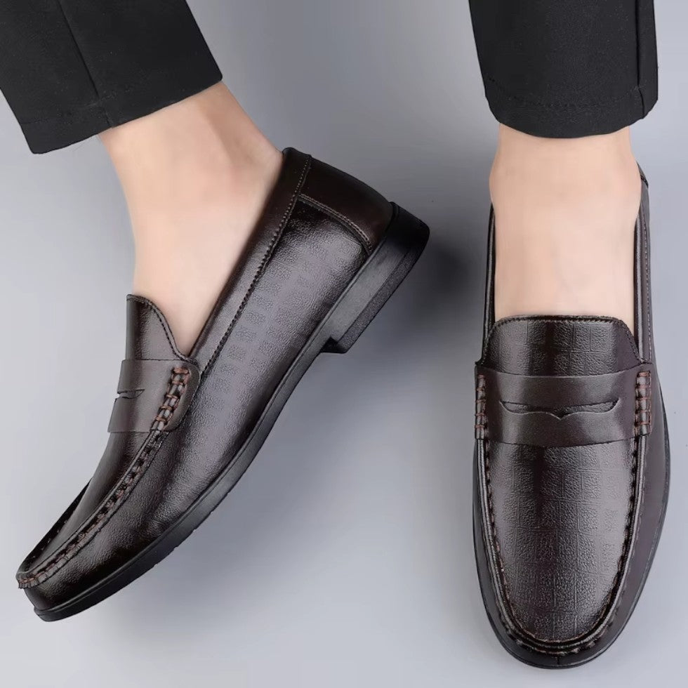 Classic Brown Slip On Dress Shoes