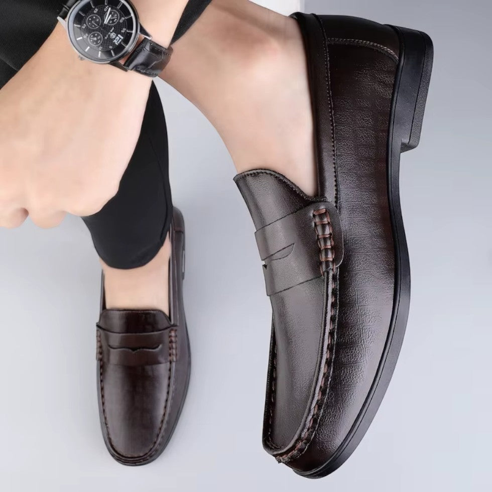 Classic Brown Slip On Dress Shoes