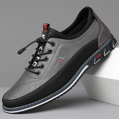 Men's Casual Leather Look Lace-Up Comfort Shoes