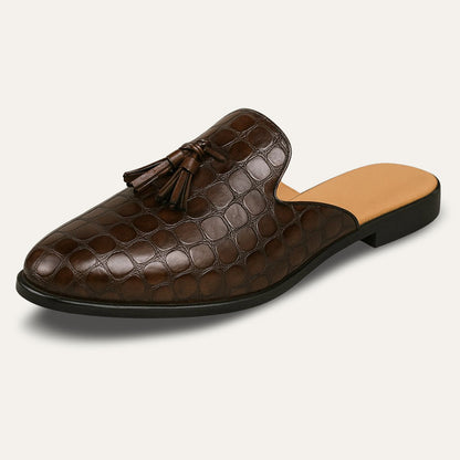 Men's Leather Slide Mule Shoes