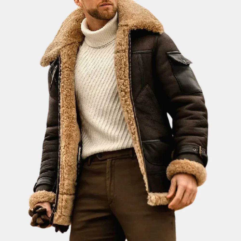 Classic Mens Brown Leather Pilot Jacket - OutfitLondon