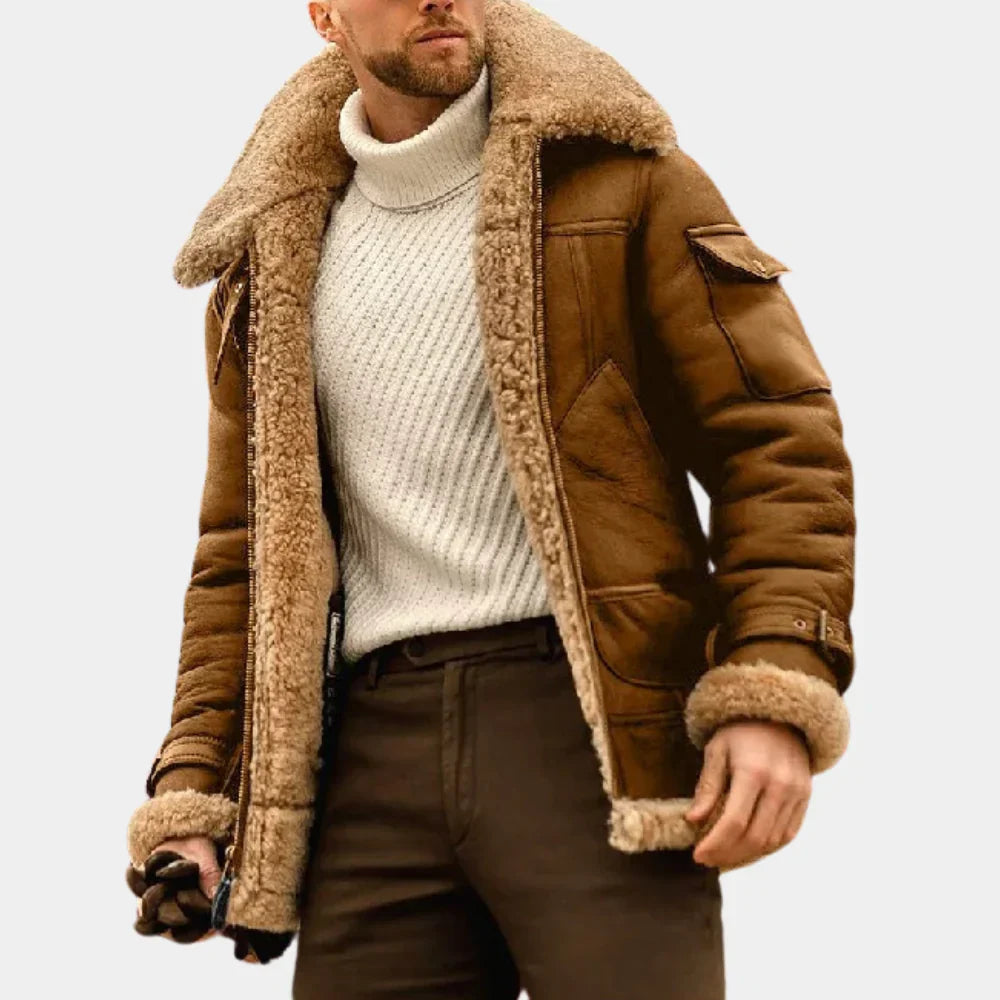 Classic Mens Brown Leather Pilot Jacket