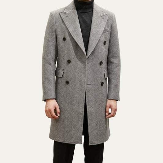 Classic Fit Wool Blend Long Coat - OutfitLondon