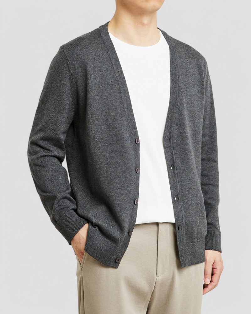 Soft Crew Neck Button Cardigan For Men