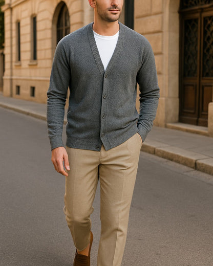 Soft Crew Neck Button Cardigan For Men