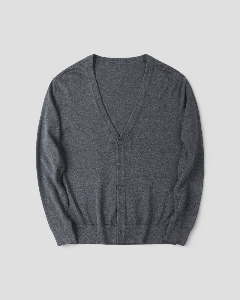 Soft Crew Neck Button Cardigan For Men - OutfitLondon