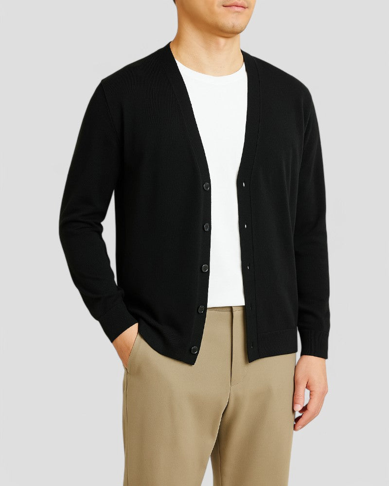Soft Crew Neck Button Cardigan For Men