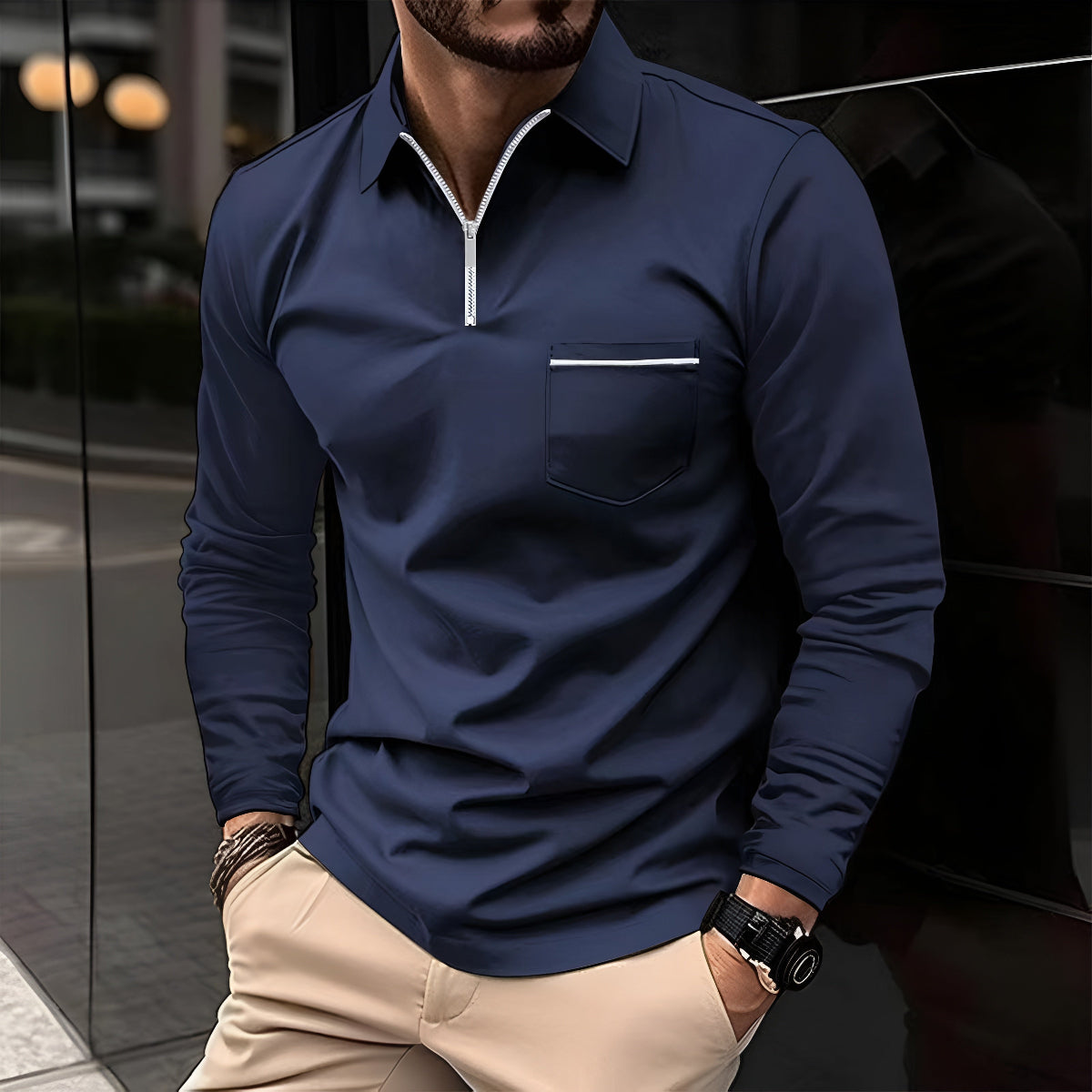 Regular Fit Casual Polo Shirt with Pockets - OutfitLondon