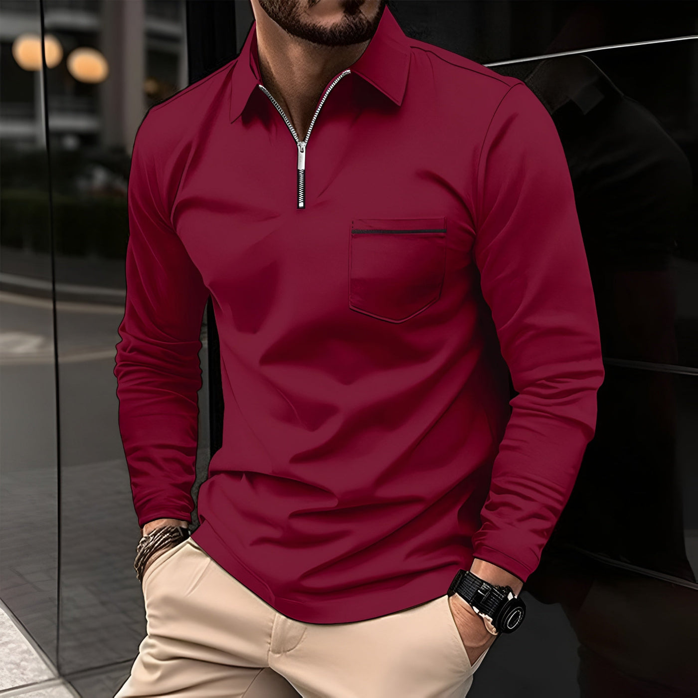 Regular Fit Casual Polo Shirt with Pockets