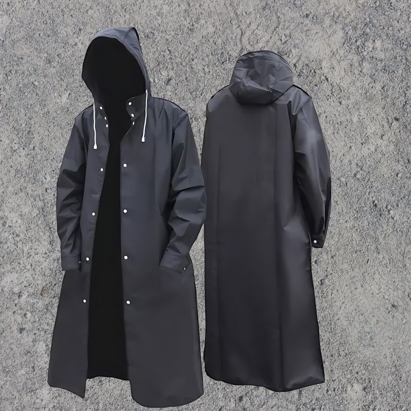 Breathable Mens Long Hooded Raincoat - OutfitLondon