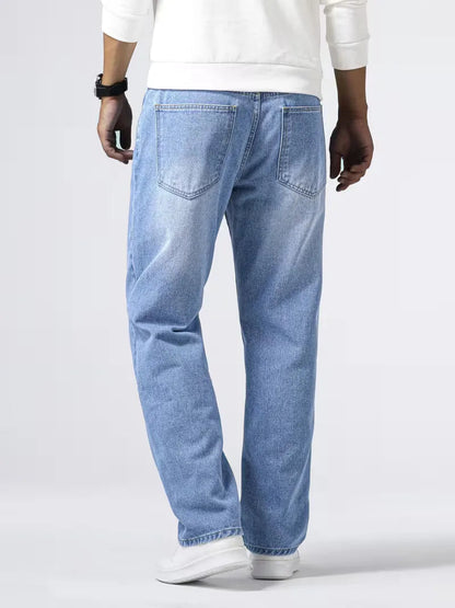 Men's Casual Loose Fit Straight Leg Denim Jeans