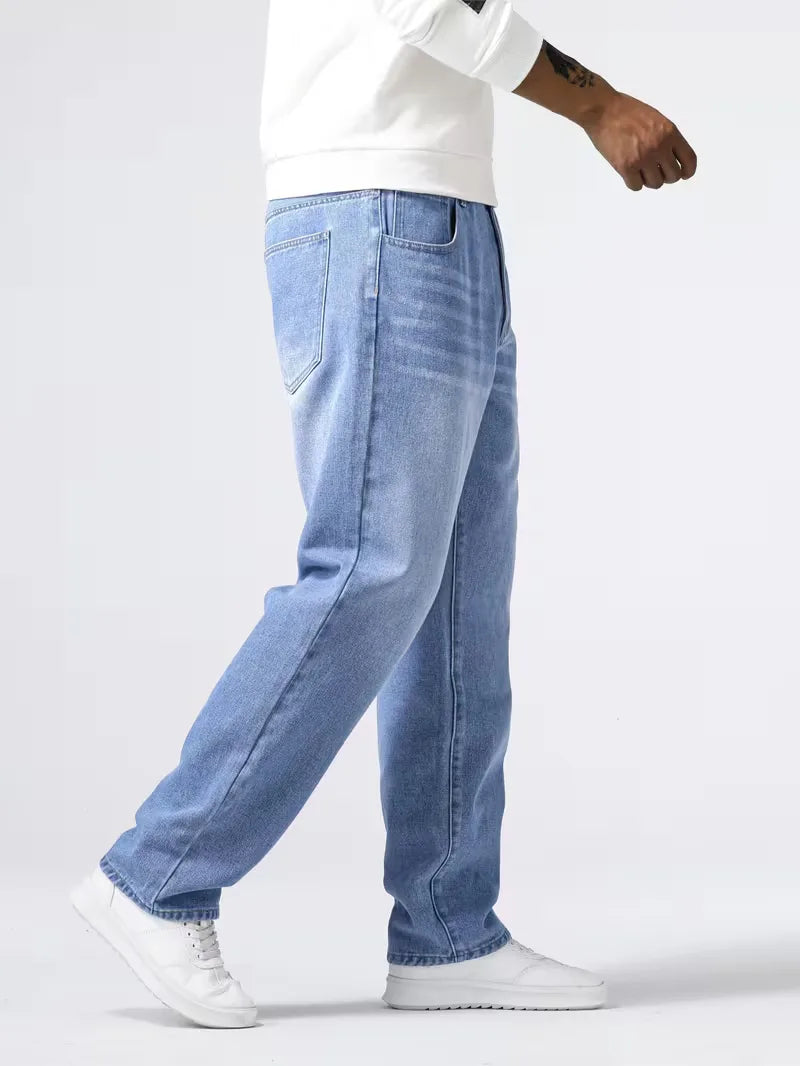 Men's Casual Loose Fit Straight Leg Denim Jeans