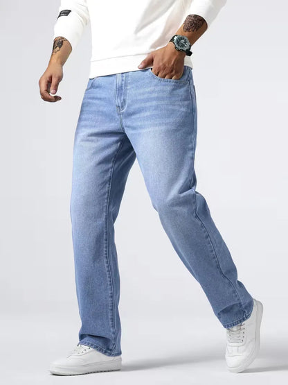 Men's Casual Loose Fit Straight Leg Denim Jeans