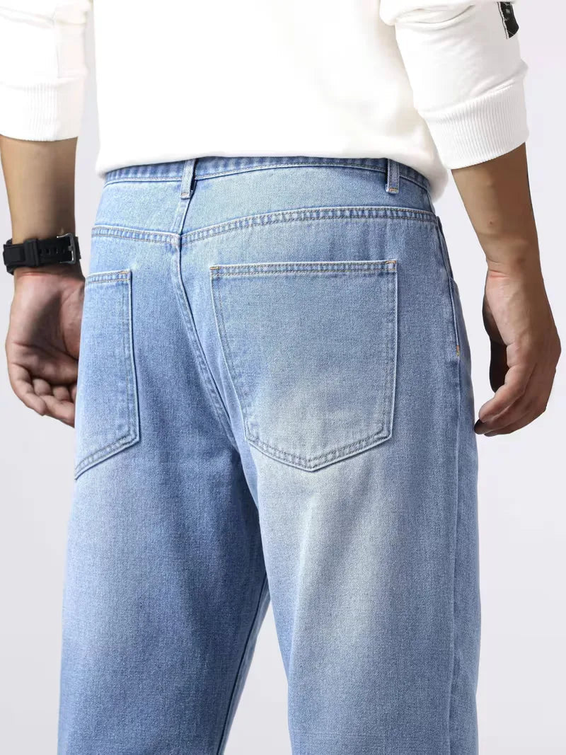 Men's Casual Loose Fit Straight Leg Denim Jeans