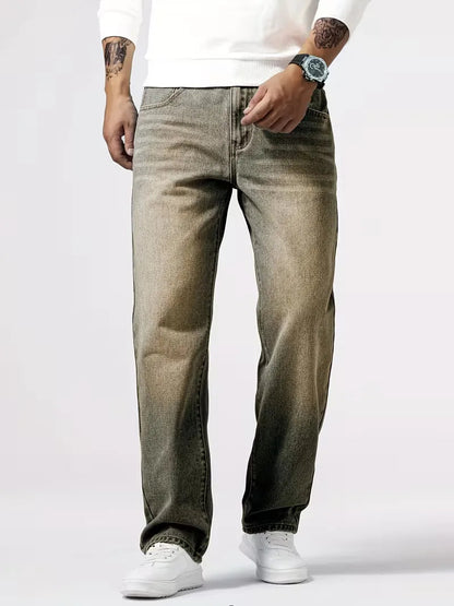 Men's Casual Loose Fit Straight Leg Denim Jeans