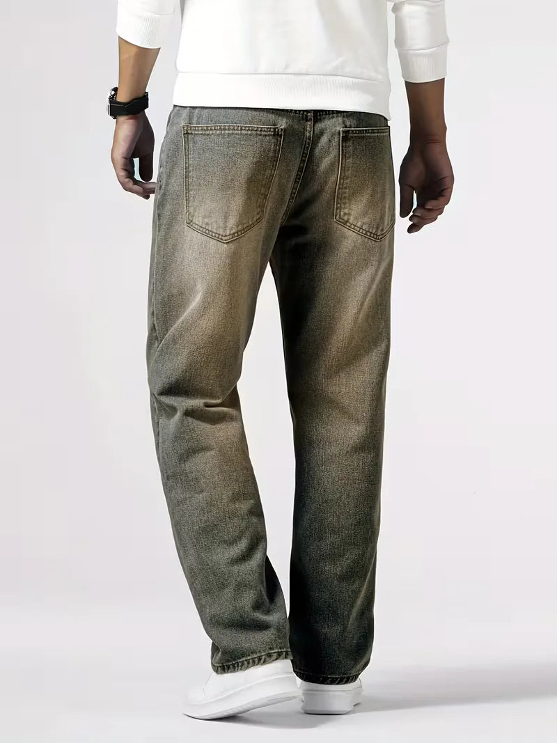 Men's Casual Loose Fit Straight Leg Denim Jeans