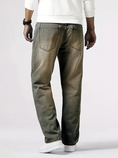 Men's Casual Loose Fit Straight Leg Denim Jeans