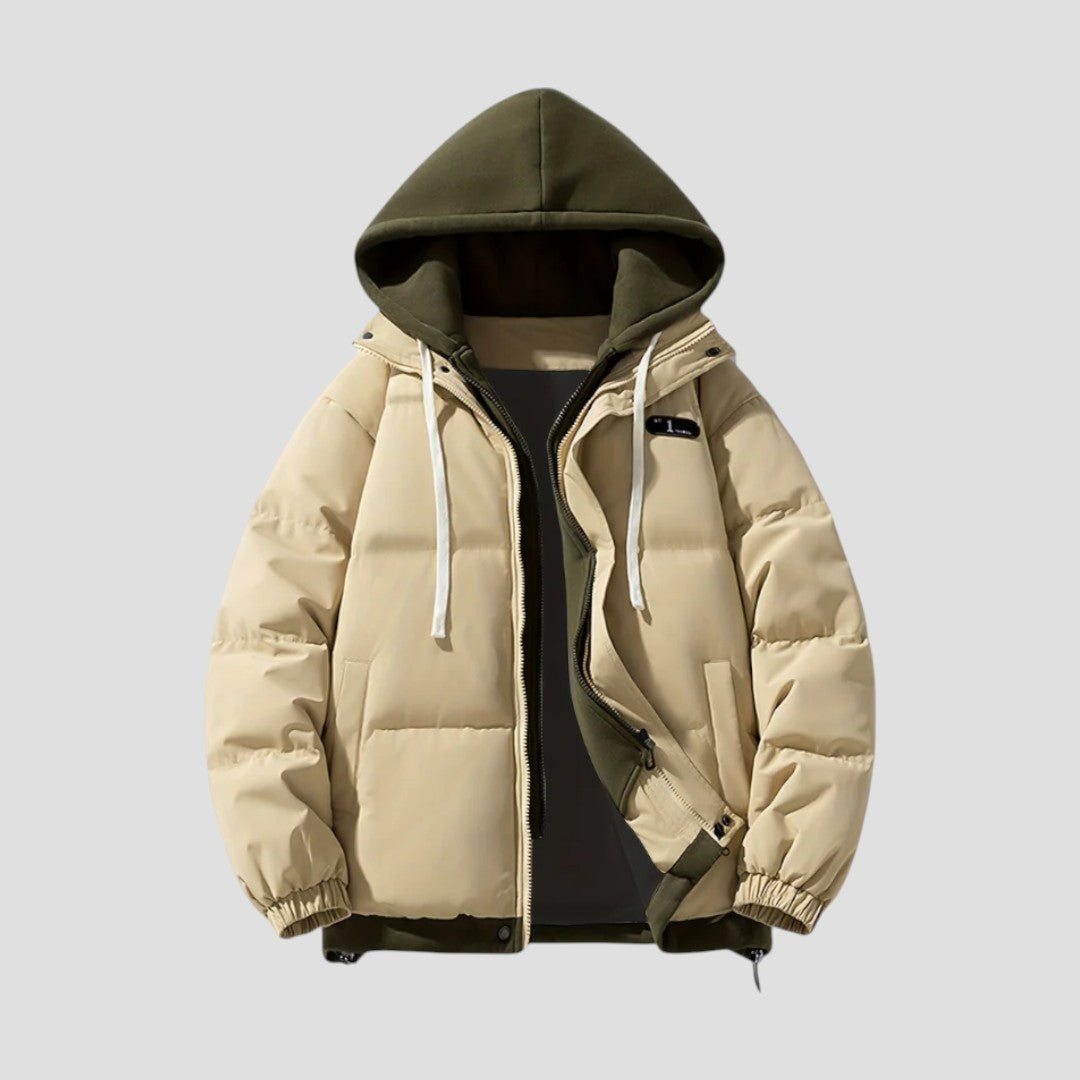 Men's Large Quilted Parka with Hood - OutfitLondon