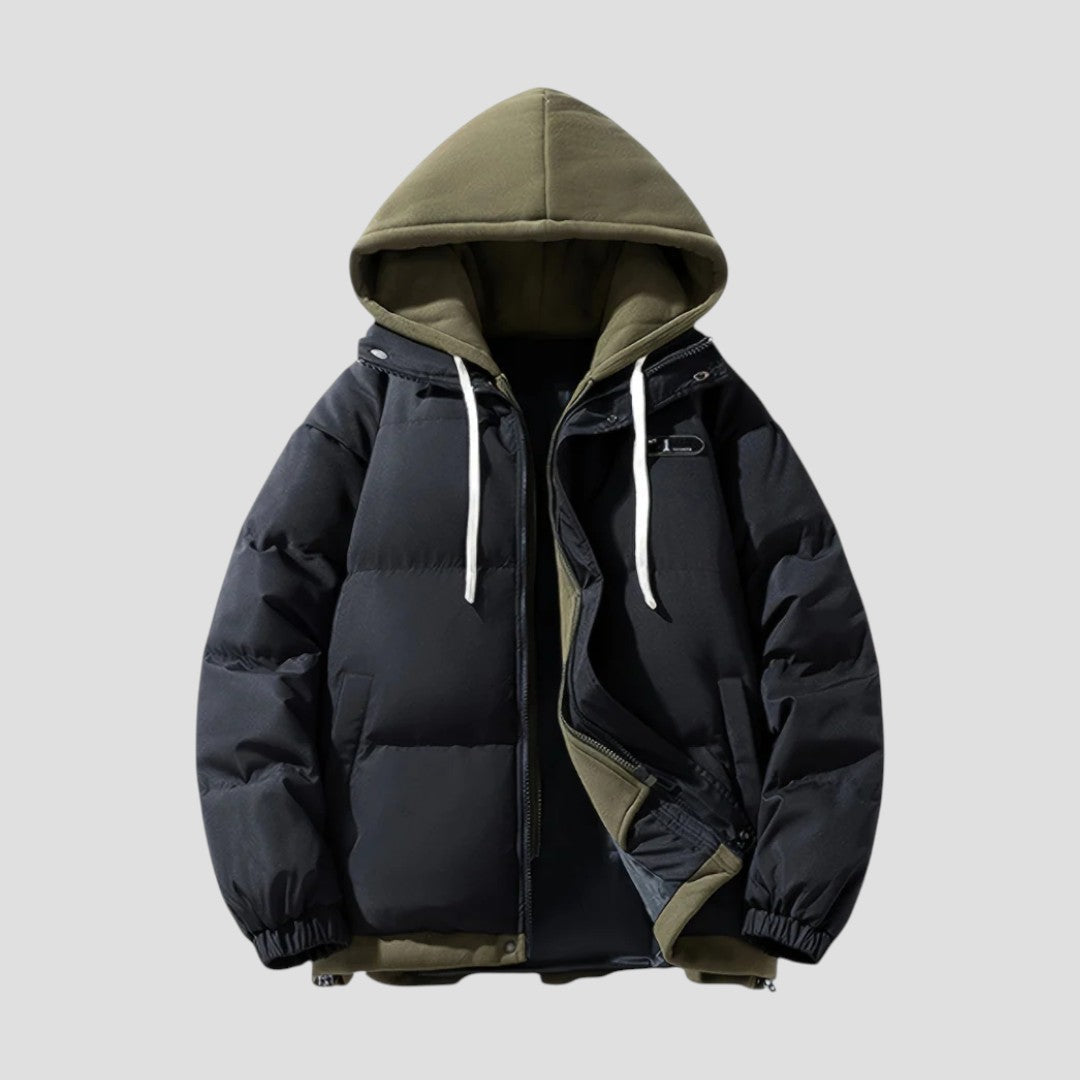 Men's Large Quilted Parka with Hood