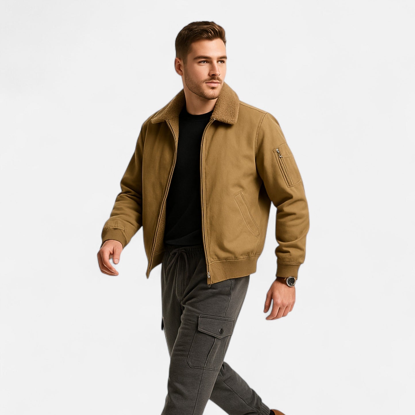 Men's Fleece Lined Bomber Coat