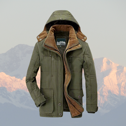 Warm Men's Parka Coat with Faux Fur Inside