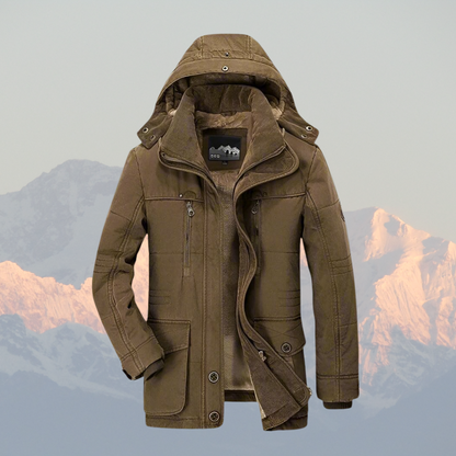 Warm Men's Parka Coat with Faux Fur Inside