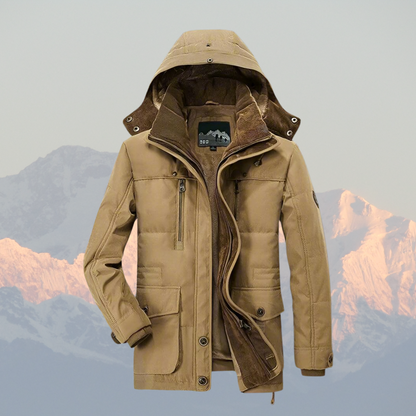 Warm Men's Parka Coat with Faux Fur Inside