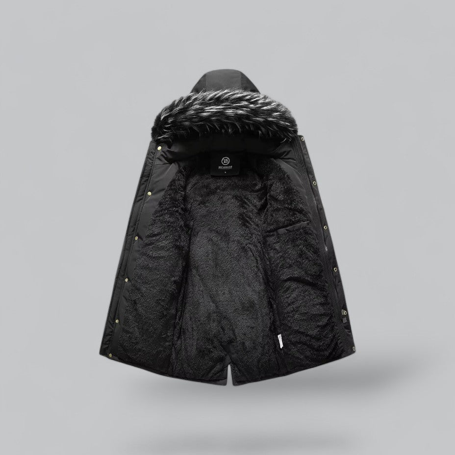 Warm Synthetic Fur Lined Parka Coat